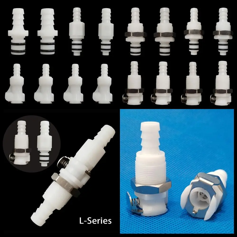 1Pcs Disconnect Fitting Coupling Hose Joint Tube Connector Male Female Hose Barb Valved L-Series 5/16 3/8 Quick Coupler