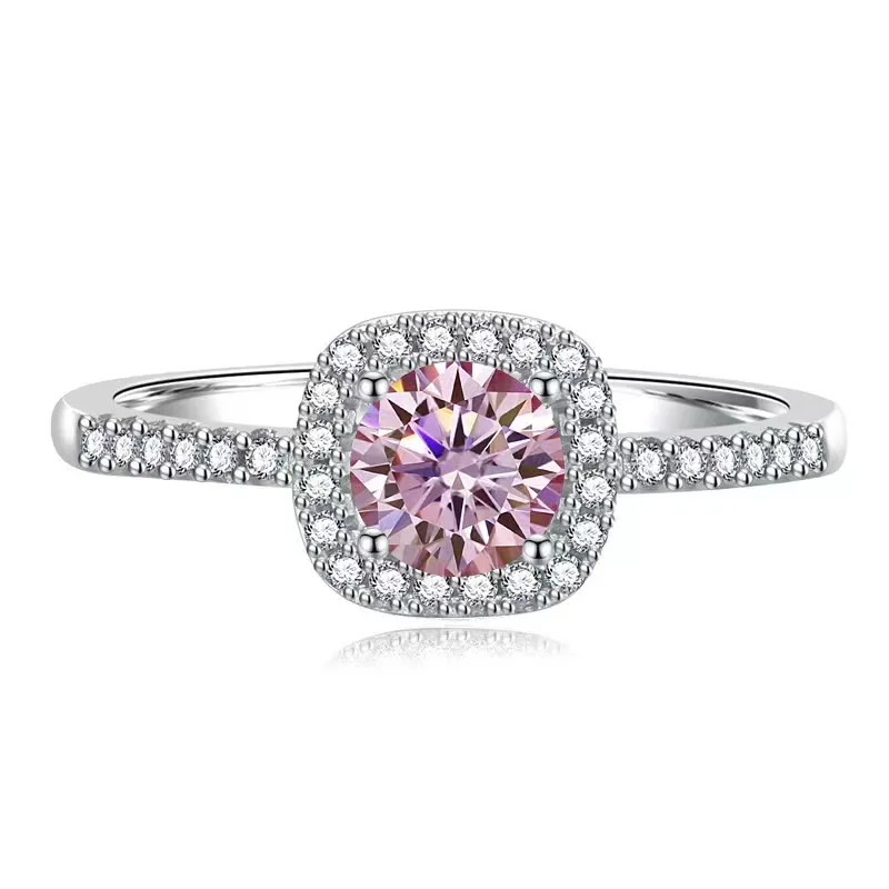 

high quality 1ct 2ct pink moissanite diamond jewelry 925 sterling silver engagement women wedding rings