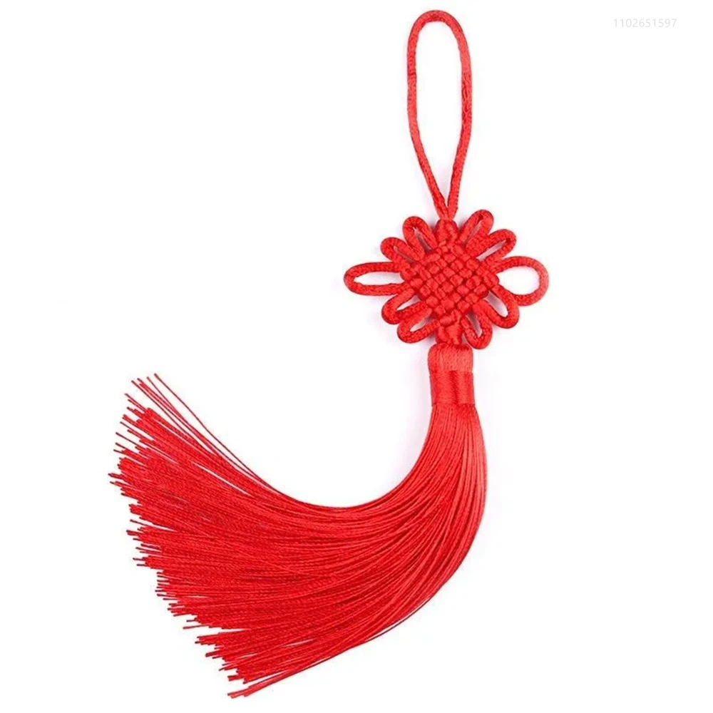 Nylon Tassels Mini Tassel with Chinese knot for DIY Crafts Jewelry Making Earrings Accessories Big Red lantern Decorate Pendant