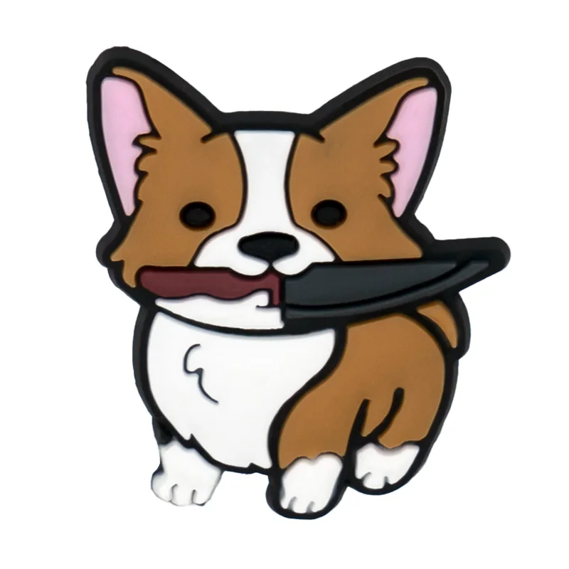 1/30 szt. Śmieszne Zwierzęta Pies Kaczka Kot Ozdoby do Butów dla Kobiet Dzieci PVC Pistolet Granat Turbina Akcesoria do Butów Dekoracja Pin Chodaki