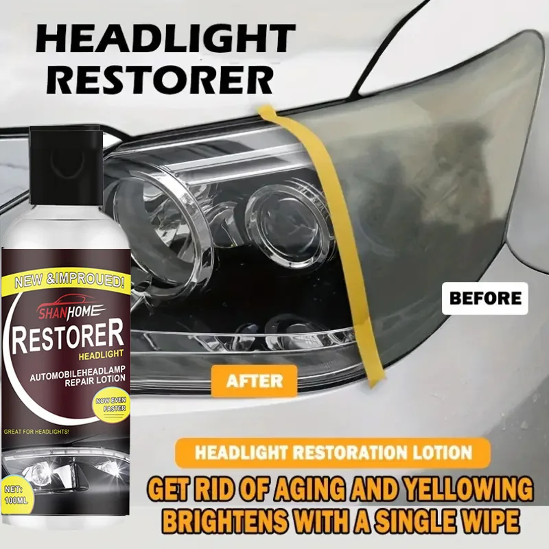 Headlight yellowing polishing fluid  No-grind cleaner for aged headlight shells  A must-have for headlight cover refurbishment