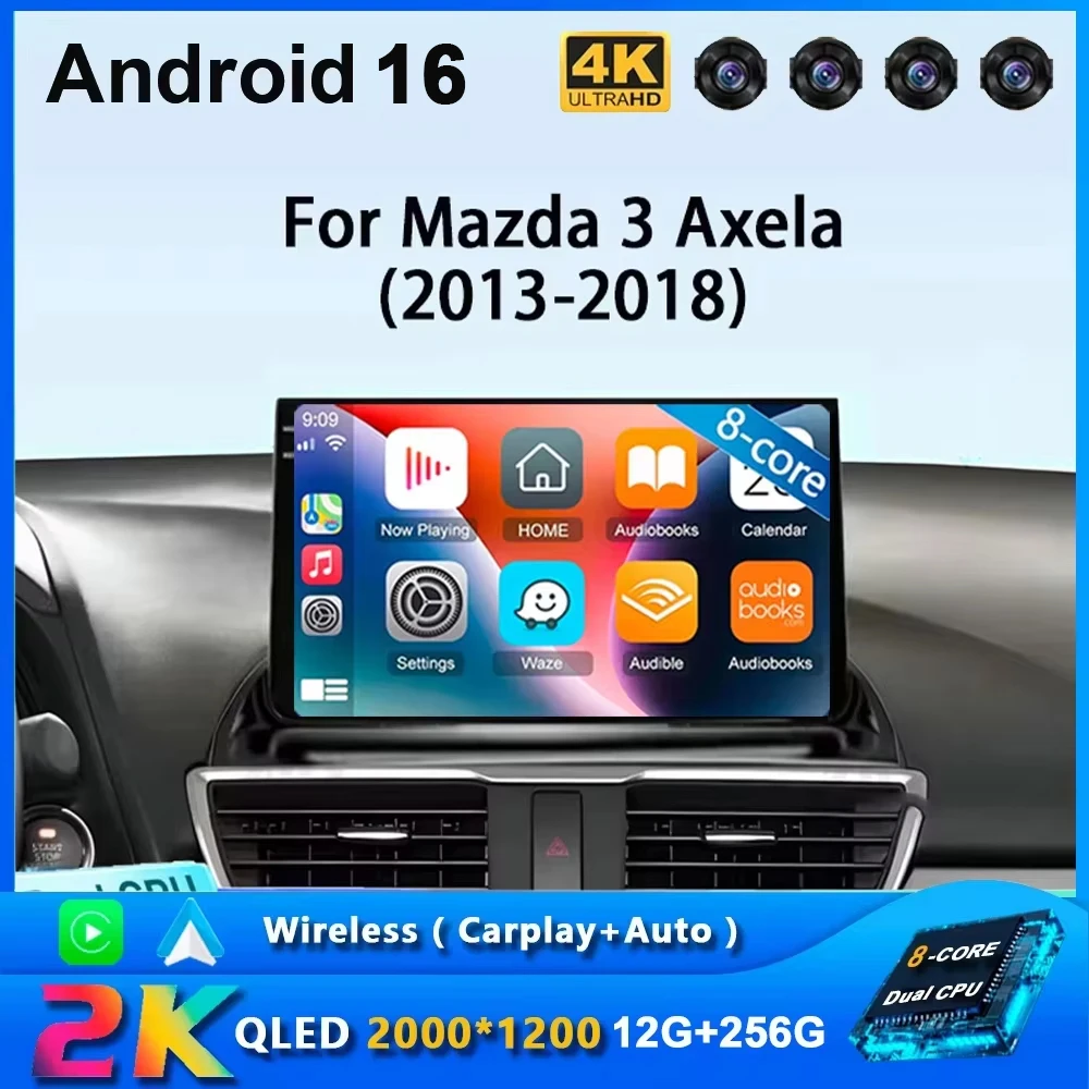 Car Multimedia Android For Mazda 3 Axela 2014-2017 2018 2019 Head Unit Player Navigation GPS Atuo Carplay WIFI 5G No 2din DVD BT