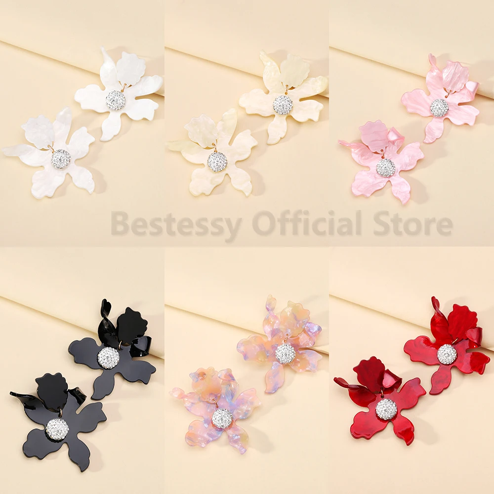 Cute Romantic Flower Petal Decor Drop Earrings For Women Korean Fashion Summer Party Beach Statement Jewelry Exaggerated Pendant