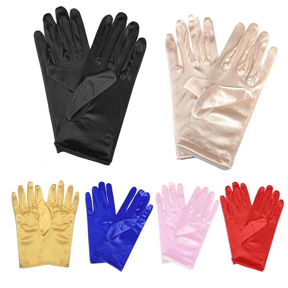 Evening Party Opera Sunscreen Bridal Role Play Accessories Wrist Stretch Satin Finger Gloves Wedding Gloves