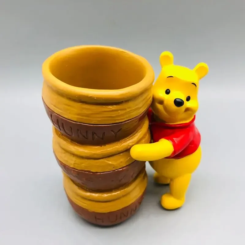 New Disney Winnie The Pooh Pen Holder Sealed Jar Desktop Decorations Cartoon Resin Pen Holder Storage Party Child Birthday Gift