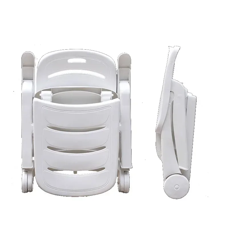 

Outdoor Plastic Beach Foldable Chair with Wheels Courtyard Camp Garden Swimming Pool Balcony Furniture Convenient Relaxing Chair