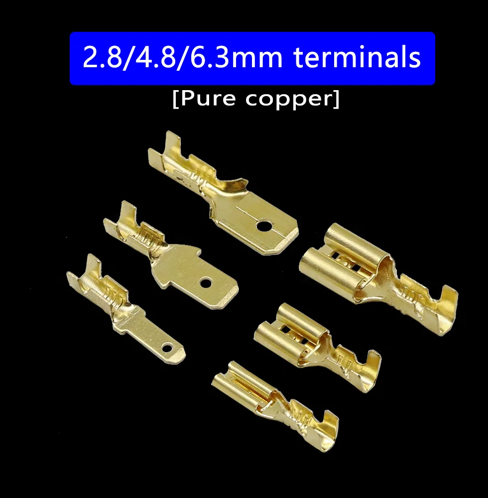 180pcs/box 2.8/4.8/6.3mm Female and male Crimp Terminal Connector Brass Car Speaker Electric Wire Insulating sleeve assembly kit