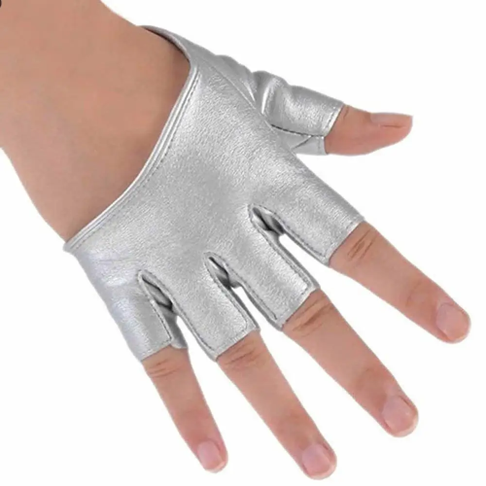 Guantes de medio Dedo de cuero de imitación para mujer, conducción, Pole Dancing, guantes de rendimiento de baile, guantes de disfraz de Halloween