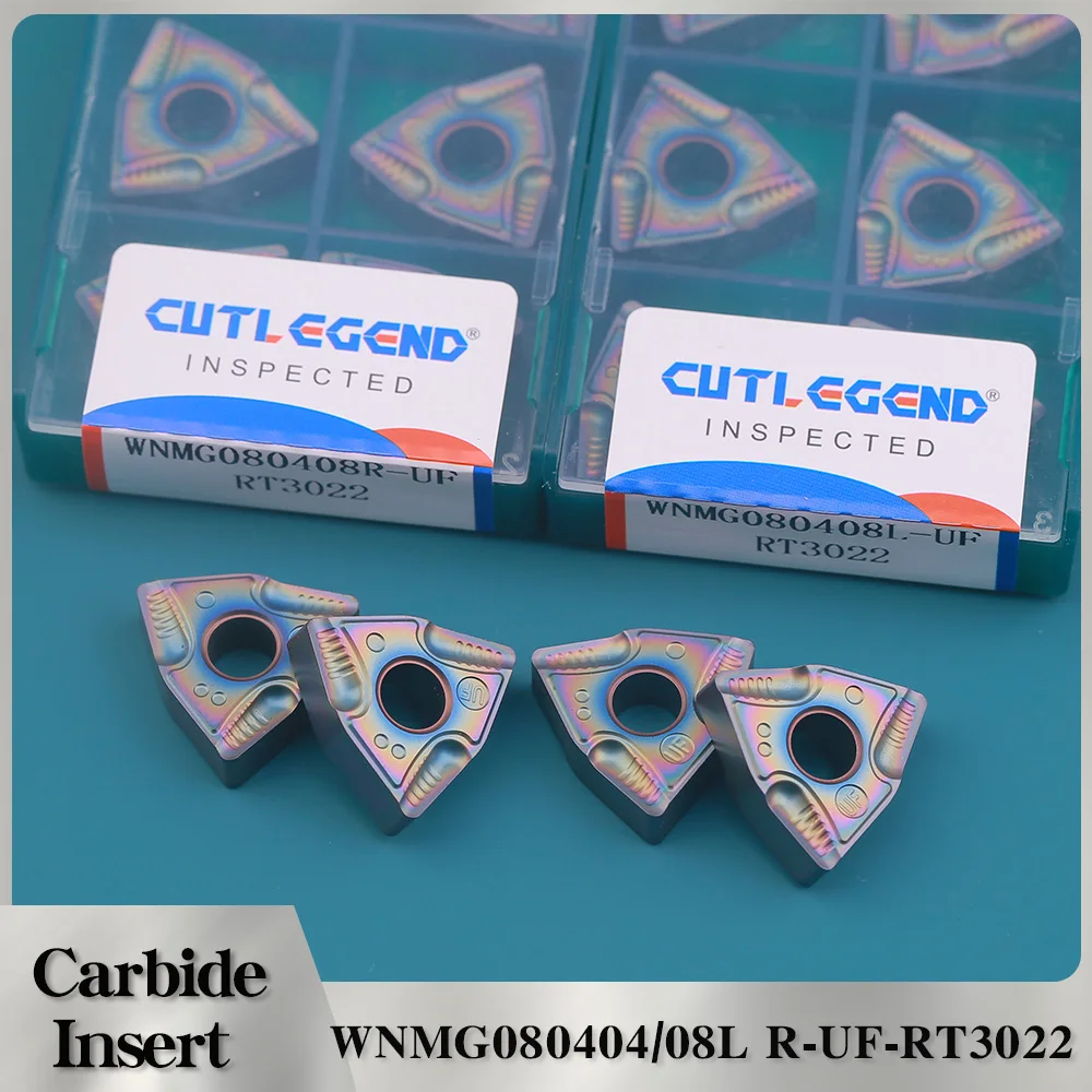 

10PCS CNC Turning Tools WNMG080404R/L WNMG080408R WNMG080408L UF RT3022 Carbide Inserts Steel Machining External Turning Tools