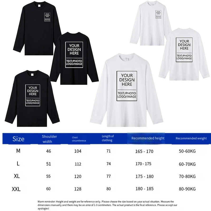 Men's long-sleeved pure cotton T-shirt, 230 grams thick, custom printed with company logo, loose-fitting for sports activities gallery 5