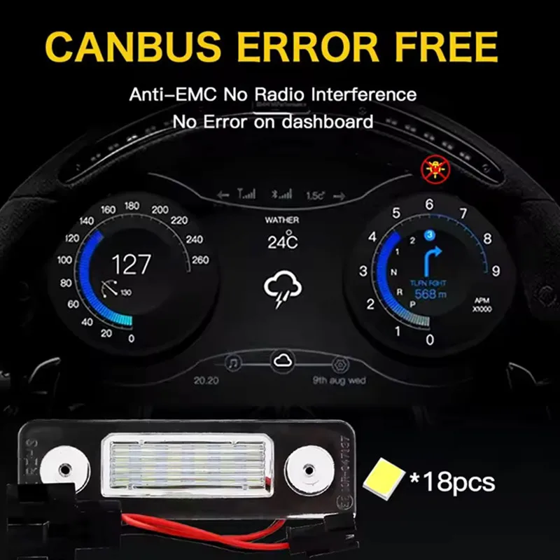 2Pcs CANbus Error Free LED Rear Number Plate Light Lamp For Skoda Octavia 2 Facelift Canbus Super