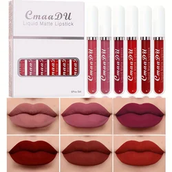 6 Pcs Matte Lipstick Lip Gloss Sets Long-Lasting Non-Fading Waterproof Non-stick Cup Exquisite Gift Everyday Holiday Universal