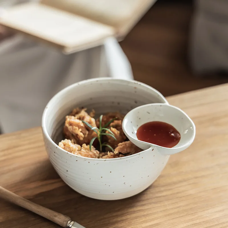 Coarse Pottery Ramen Bowl Set Japanese Style Miso Soup Fruit Salad and Snack Serving Bowl for Home Kitchen Dining Decor