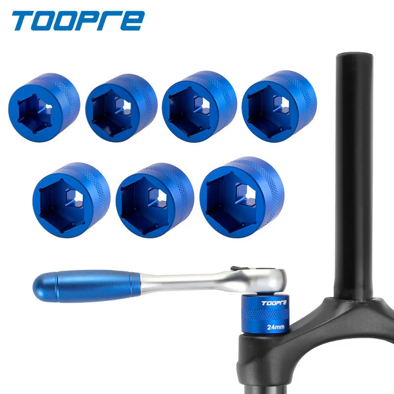 TOOPRE Bicycle Suspension Fork Crown Cap Socket Wrench 20/24/26/27/28/30/32mm MTB Air Fork Top Cap Repair Tool for FOX Rockshox. view 3