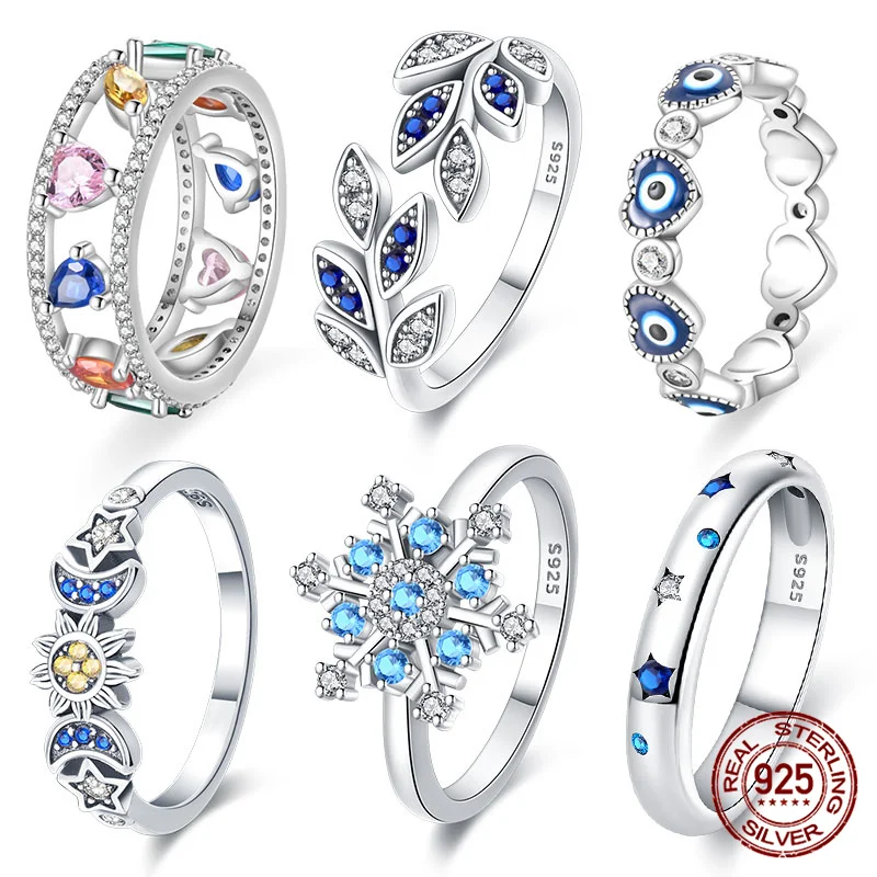 Classic Star Leaf Women\'s Ring 100% 925 Sterling Silver Suitable for Jewelry Making Women Gift Valentine\'s Day