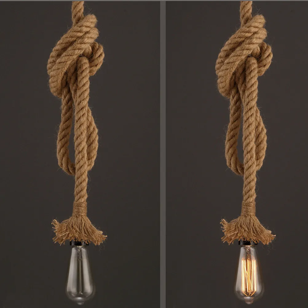1.5m Pendant Hemp Lamp Rustic Hanging Light Single Head Decorative Lamp for Bedroom Cafe Bar Restaurant Country Style