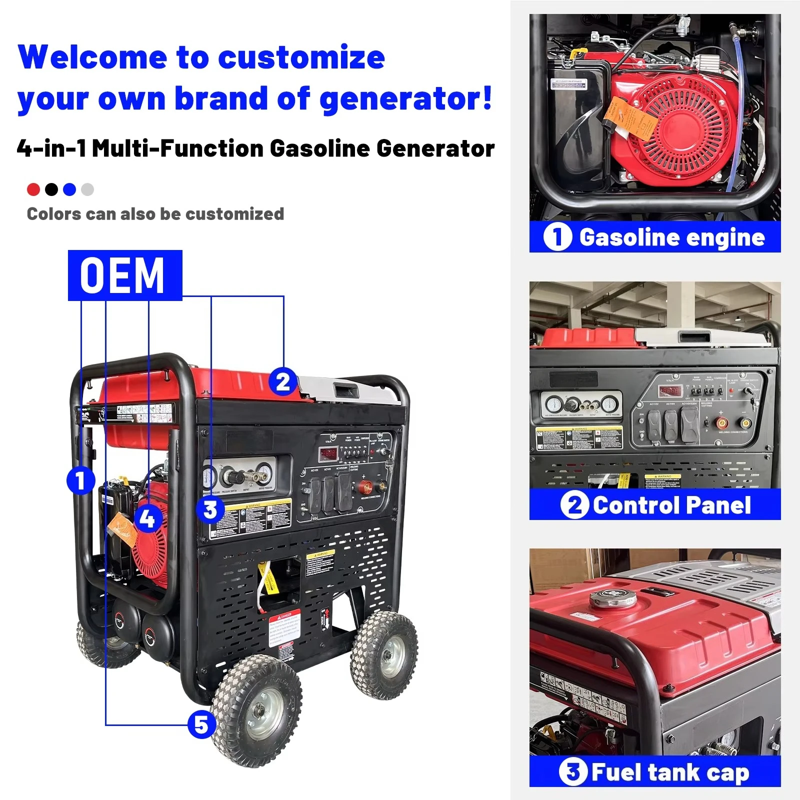 New Design 4-Stroke 4-in-1 Generator Combines 6Kw  Generator/Air Compressor/Welder/Plasma Cutter One Unit Recoil for