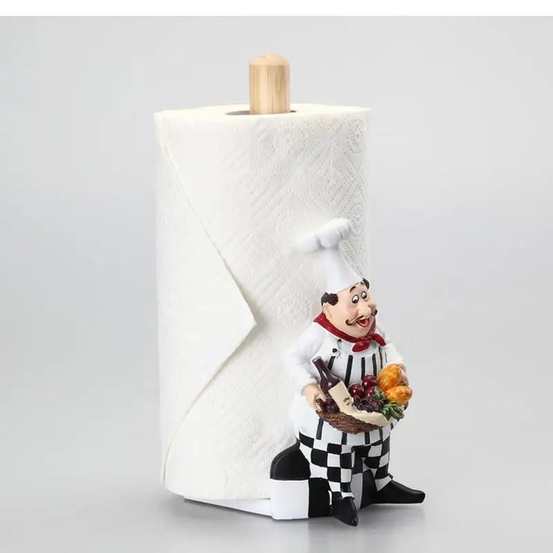

Chef Statue Paper Towel Rack Long/short Dual-use Vertical Rack/kitchen Roll Holder Household Goods