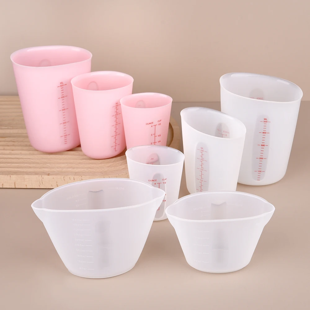 125/250/500ml Silicone Measuring Cup Tools With Scale DIY Gypsum Plaster Epoxy Resin Glue Mixing Cup Tools For Jewelry Making