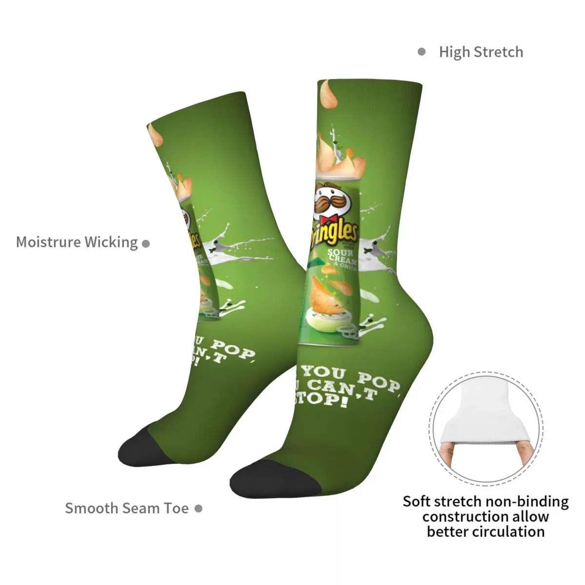 Pringles Chip Socken koreanische Strümpfe Männer atmungsaktive Rad socken Herbst Grafik rutsch feste Socken