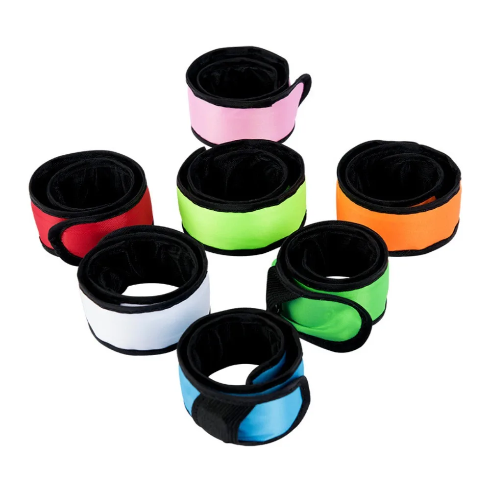 Polyester LED Armband Snap Slap Design High Visible Slap Bracelet LED Lighted Elastic Strap Reflective Band Cycling Safety