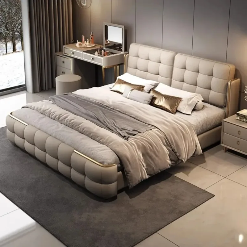

Queen Adults 2 People Bed Full Size Headboard Hotel King Size Bed Frame 180x200cm Double Luxury Modern Home Bedroom Furniture