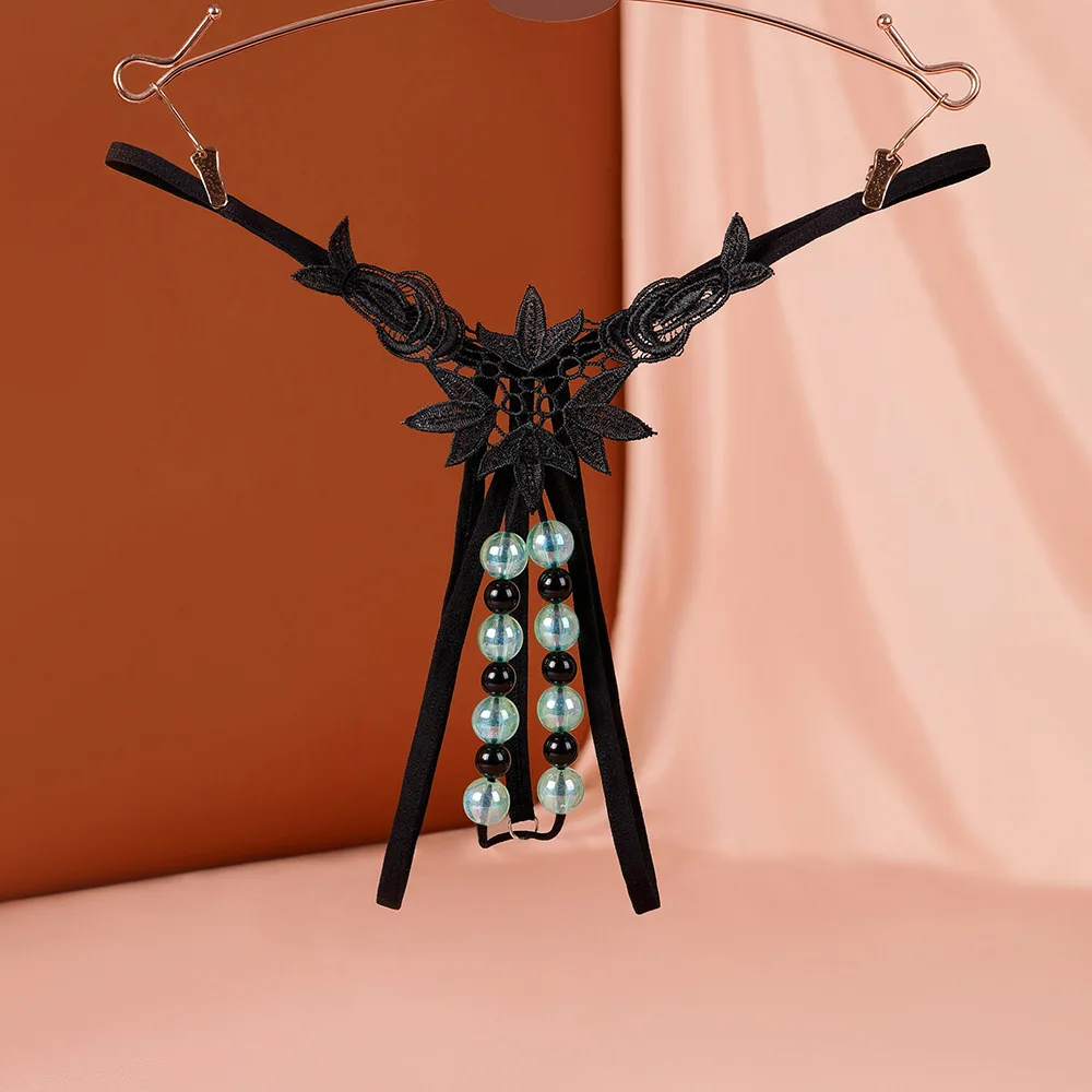 

Длинное ночное забавное нижнее белье, прозрачное сексуальное нижнее белье с вышивкой, полое жемчужное массажное светящееся нижнее белье с открытой промежностью 9003