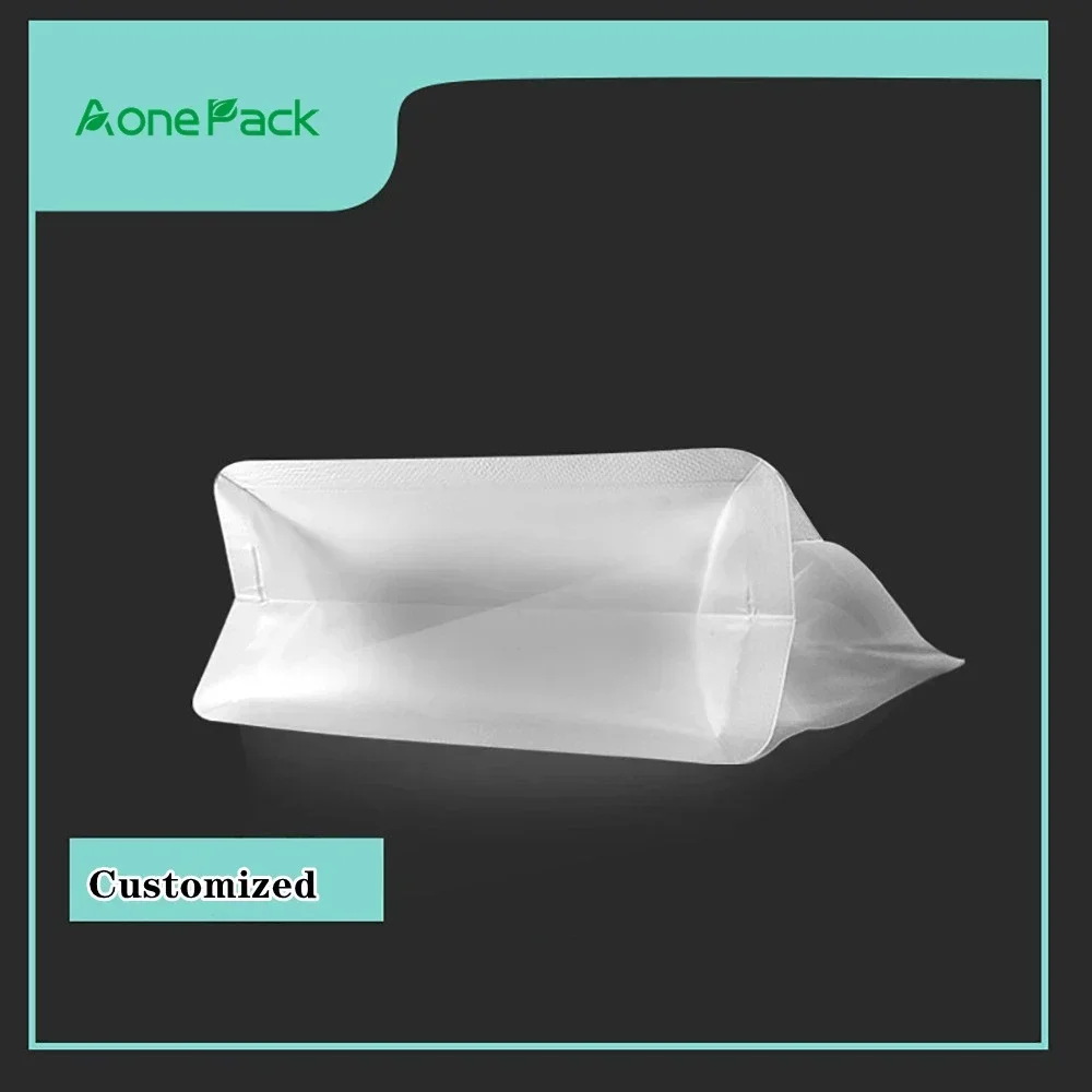 50pcs Food Grade  8OZ 16OZ Clear Smell Proof Seed Packaging Transparent Tobacco Bags Flower Box Bottom Pouch Coffee Bean Bags