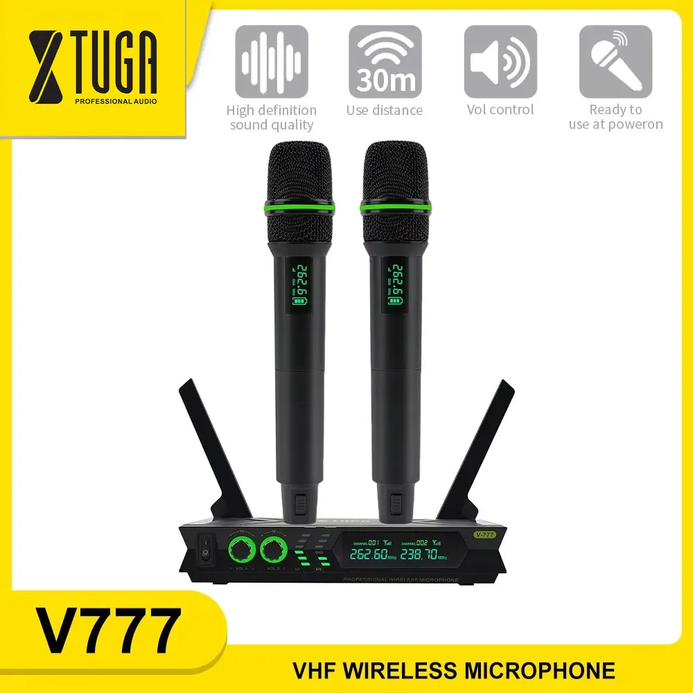 

XTUGA UHF Professional Wireless Dynamic Dual Handheld Microphone For Stage Performance Conference Home Karaoke Party Mic