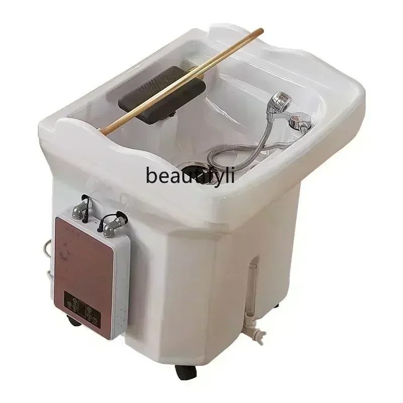 

Head Therapy Water Circulation Bed Fumigation Spa Machine Beauty Salon Barber Shop Movable with Water Tank Shampoo Basin