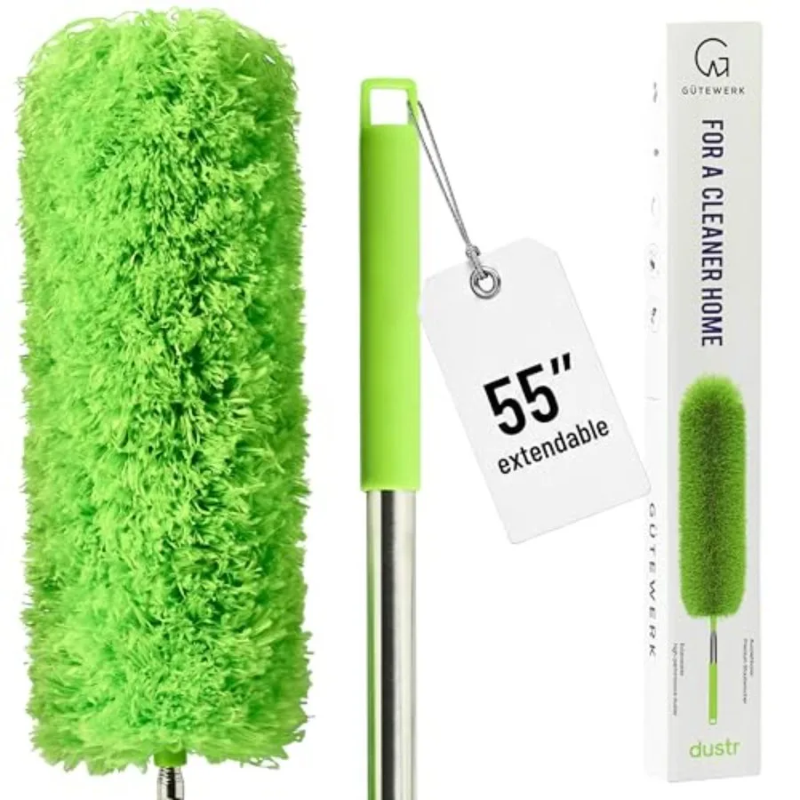 

Extendable Microfiber Duster, 55 Inch - Feather Dusters for Cleaning Ceiling Fans, Blinds, Baseboards and High Ceilings - Washa