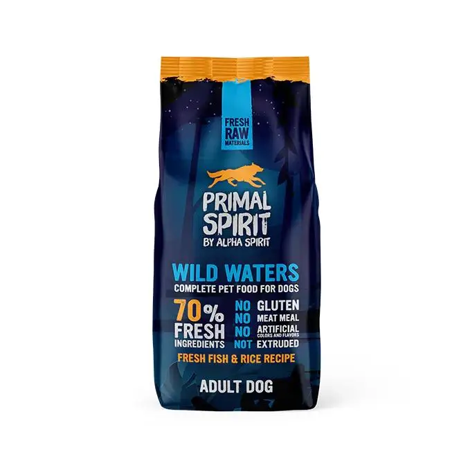 Primal Spirit 70% Wild Waters, Alimento completo para perros sin gluten ni harinas cárnicas, no extrusionado,12kg