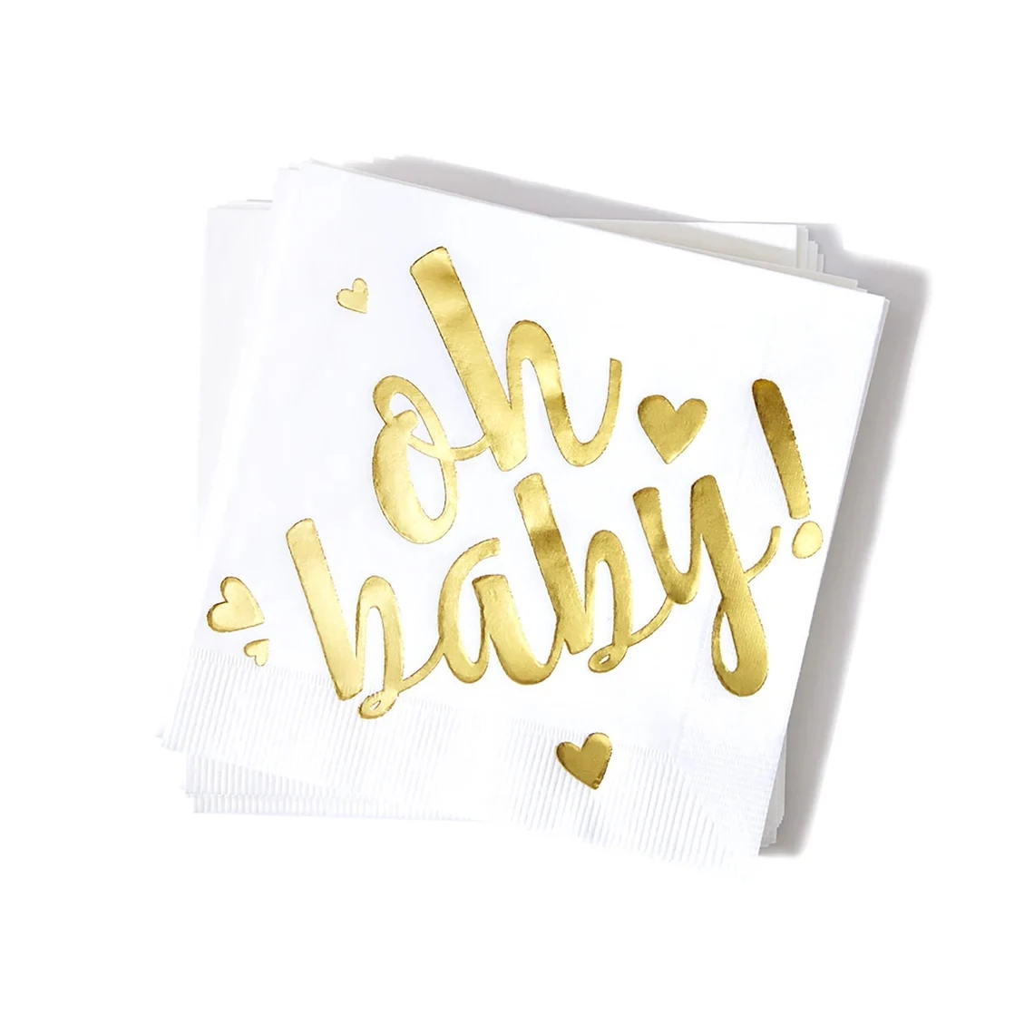 

50pcs Baby Shower Napkins - Oh Baby! -Foil Stamped Cocktail Napkins - Pack of 20 or 50, Shiny Gold Print