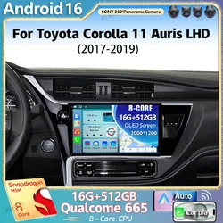 Android 16 For Toyota Corolla 11 Auris LHD 2017 - 2019 2K QLED Android Car Radio Multimedia Video Player GPS Stereo CarPlay