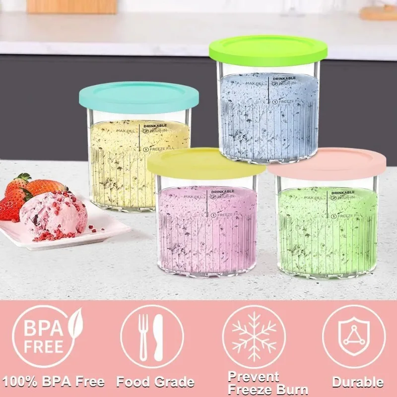 Creami Pints and Lids for Ninja Creamy Icecream Containers Cups Jars Tubs Compatible with NC501 NC500 Ice Cream Maker