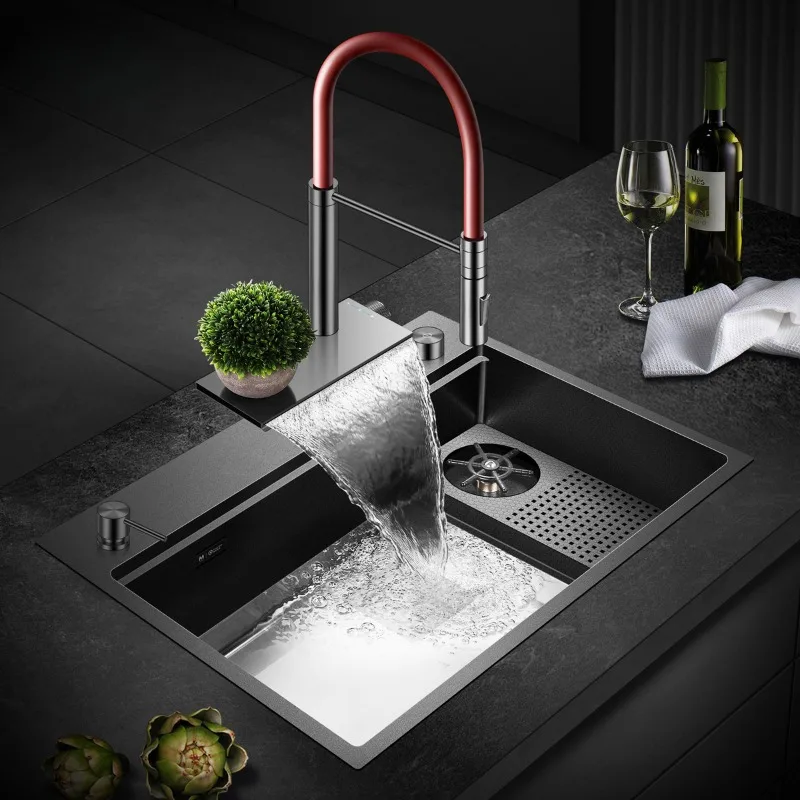 

Kitchen household 304 sink basin cup washer nano-embossed honeycomb large single