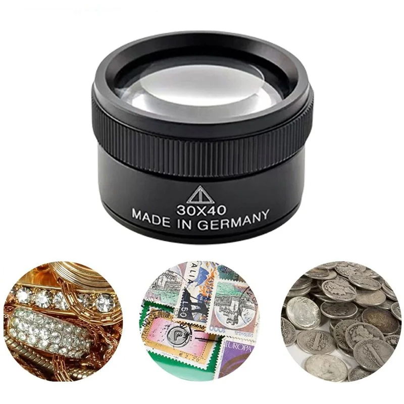 

40X30 High Magnification Pocket Magnifying Loupe for Jewelers Identification Eye Glass Magnifier for Jewelry Coins Stamps