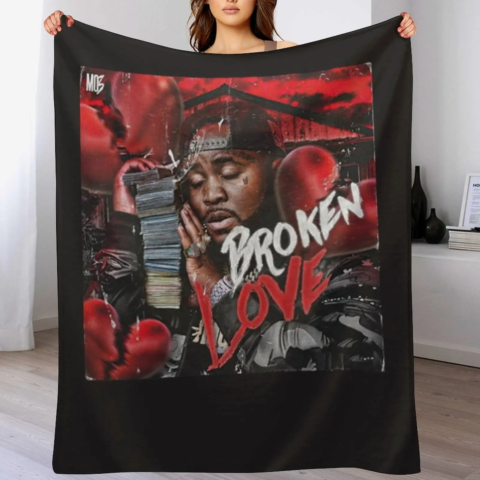 

RIP MO3 Brown Love Throw Blanket Plush Fuzzy Cozy Blanket for Couch Sofa