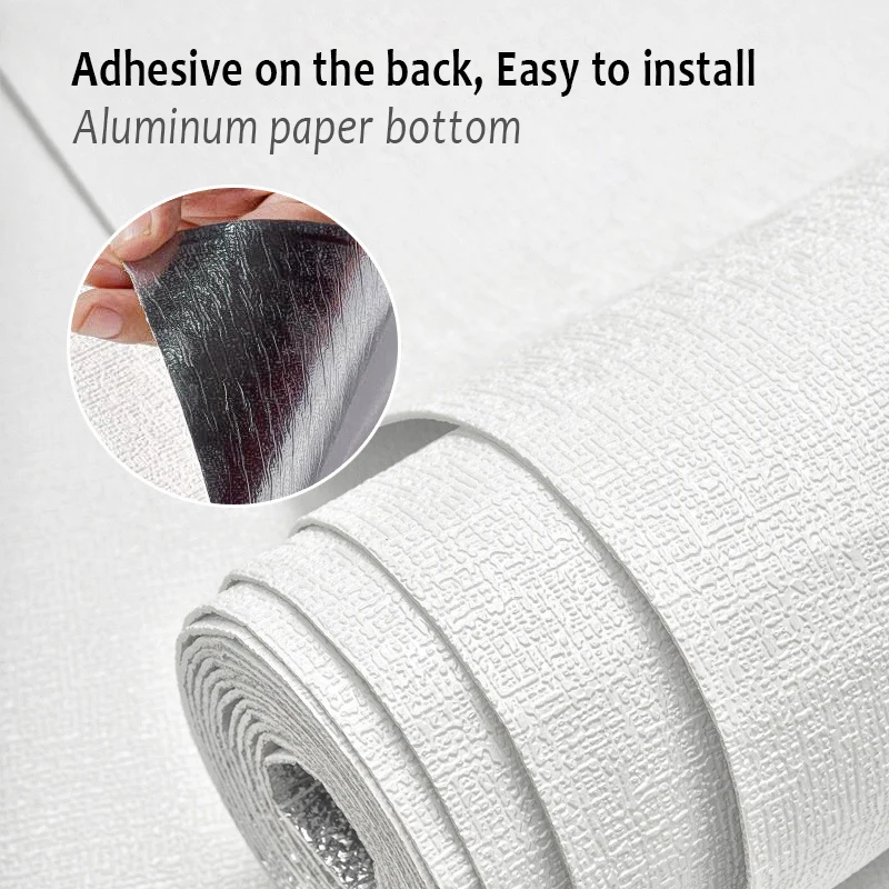 Pegatina de pared 3D de espuma blanca, papel tapiz de espuma XPE autoadhesivo grueso e impermeable para sala de estar, dormitorio, pegatinas