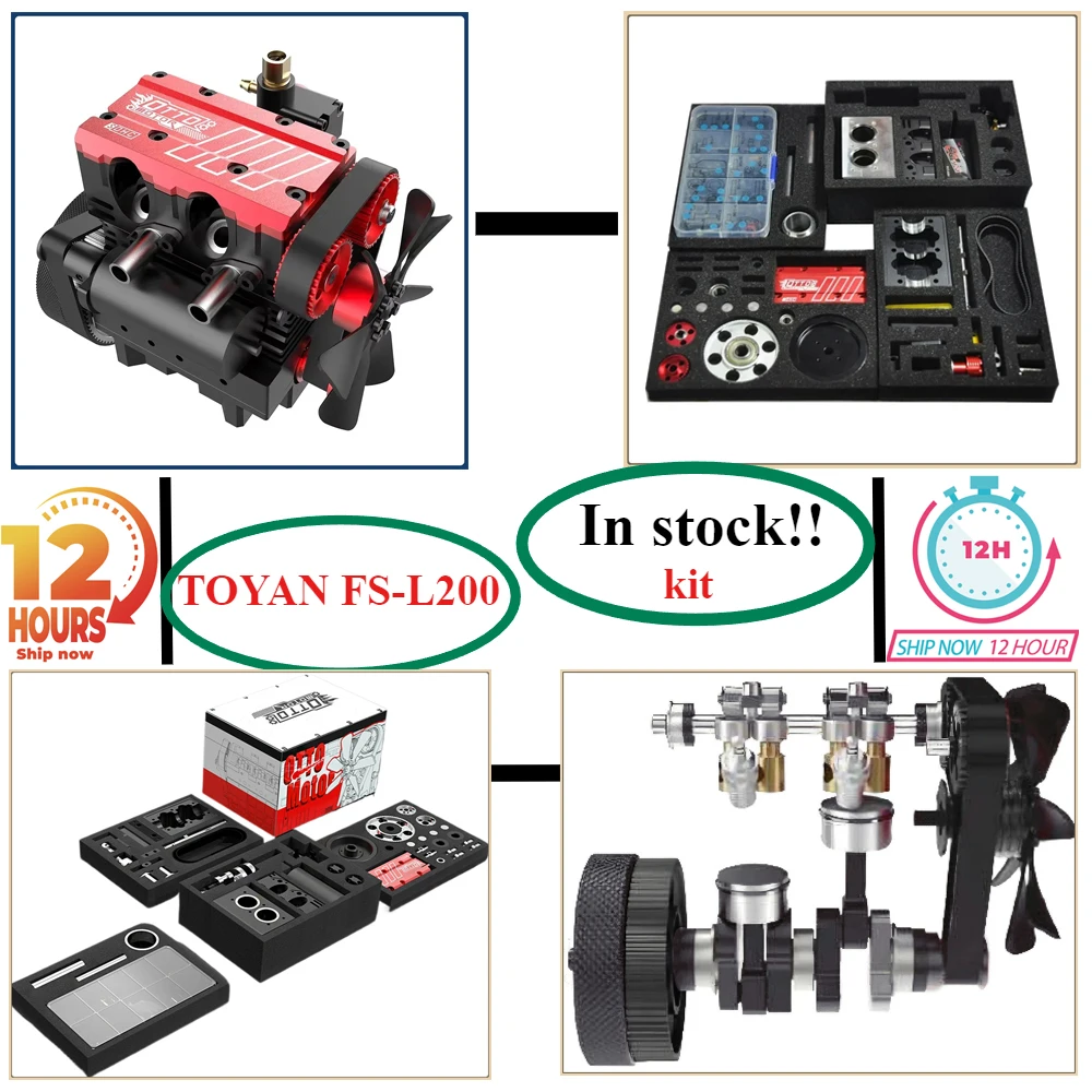 TOYAN FS-L200AC Engine Model 7cc Inline 2 Cylinders 4 Stroke Air Cooled Nitro Engine Model Kit - TOYAN & OTTO MOTOR Version Toy