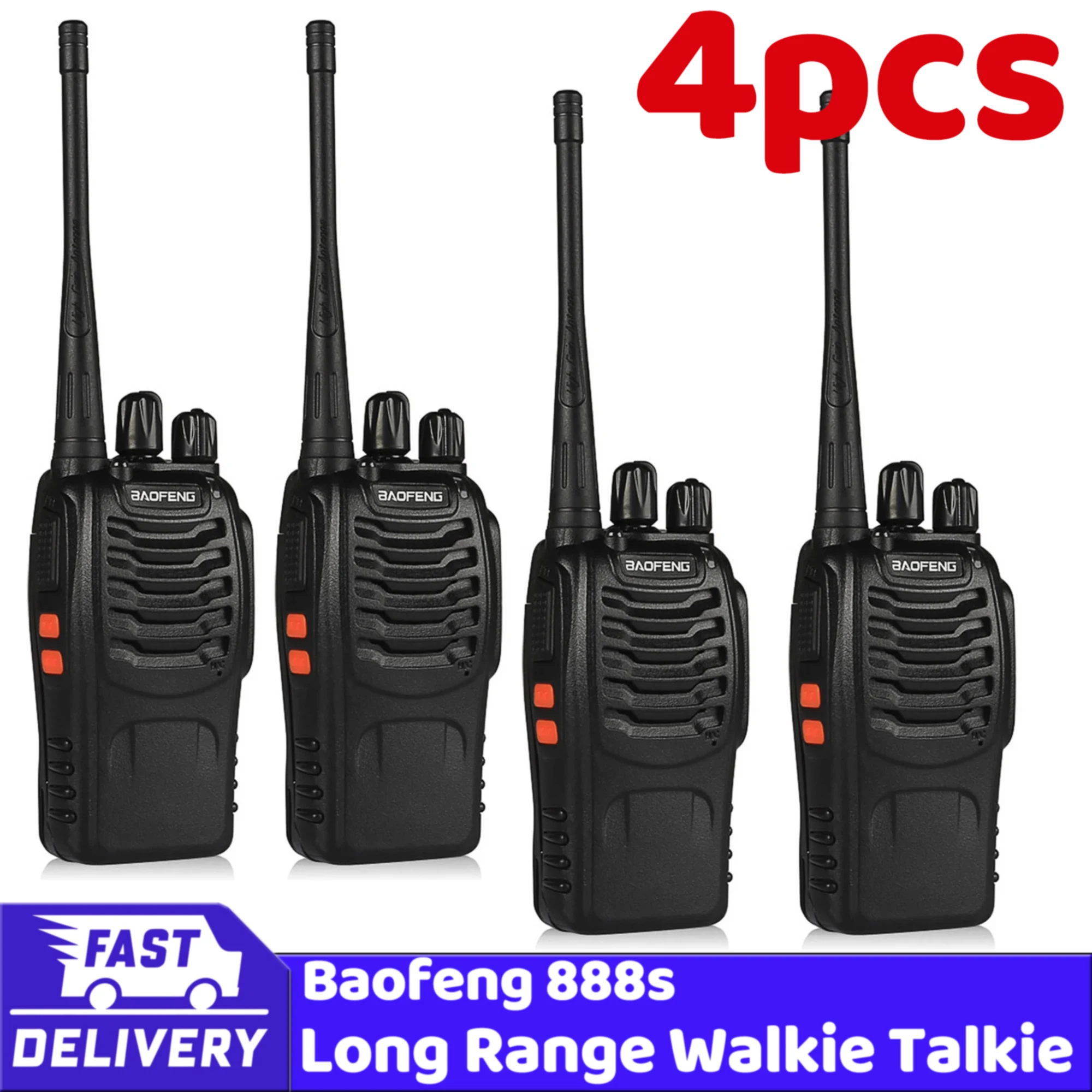 4 szt. Baofeng BF-888S daleki zasięg Walkie Talkie UHF 400-470MHz Ham dwukierunkowy radiowy nadajnik-odbiornik na kemping hotelowy