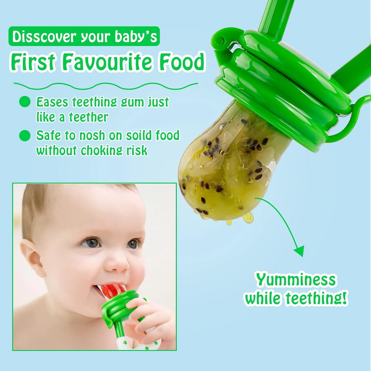 Baby Fruit Feeder/Food Feeder Pacifier for Babies (2 Pack) -  Mesh Teethers for Babies, Infant Teething Toy in Appetite Stimulat