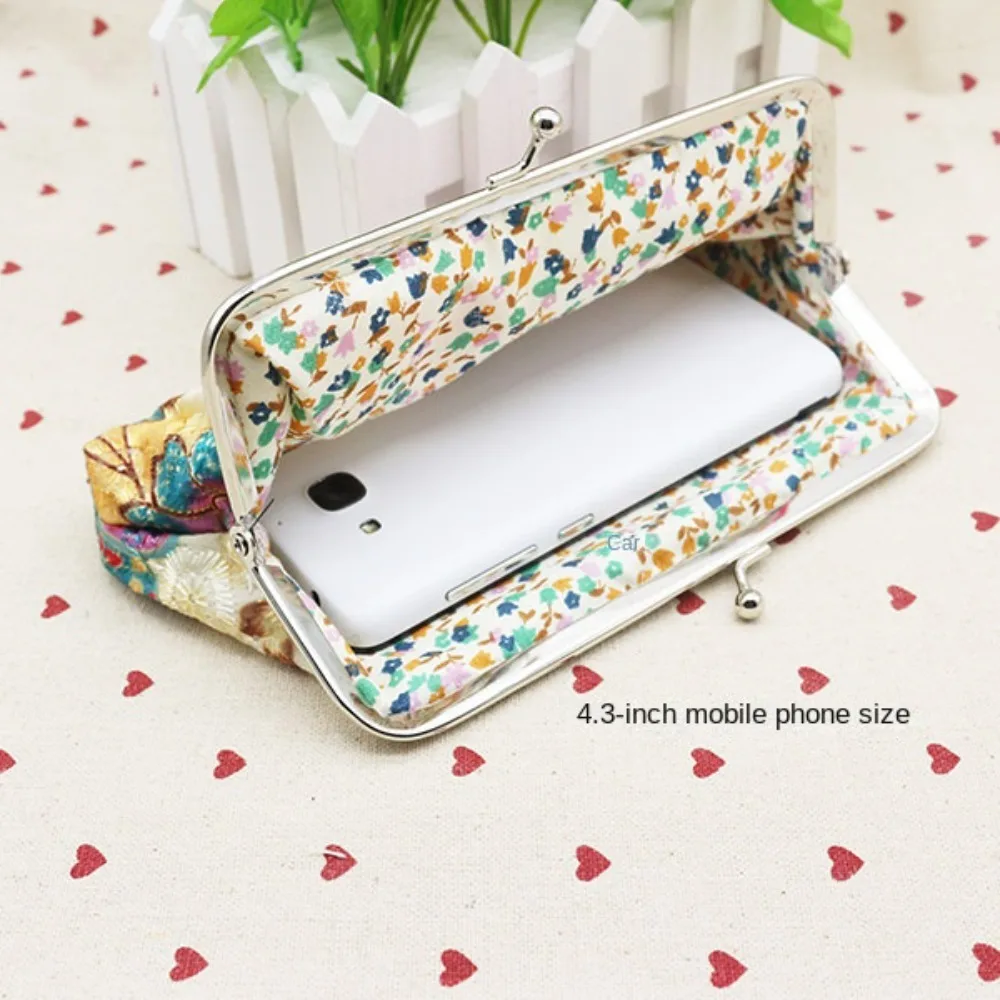 محفظة قماشية مطرزة خفيفة الوزن من قماش داكرون محفظة طويلة محمولة