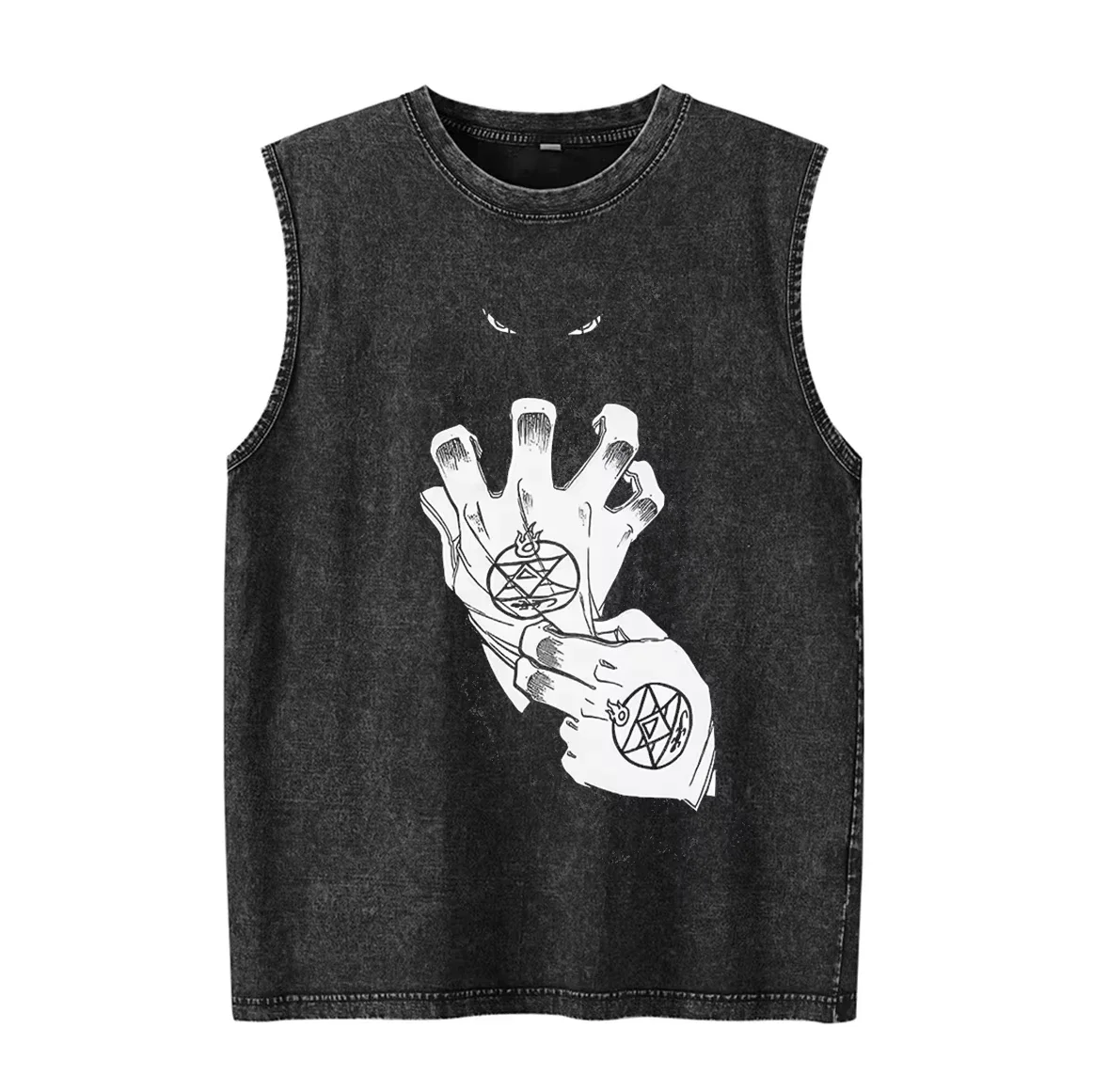 Men's Tank Tops Japenese Anime Print Graphic Summer Gym Clothing Man Sleeveless Shirt Vintage Washed Oversized Vest Y2k Clothes