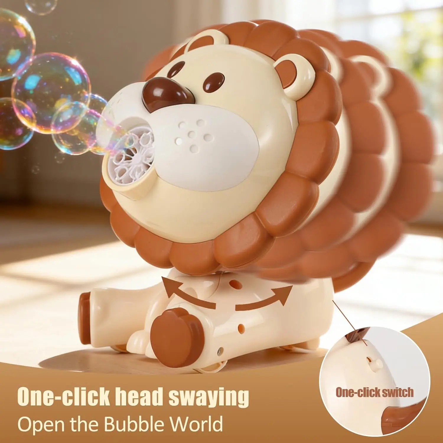 1Pc Cute Lion Automatic Bubble Machine, rechargeable push toy, fun outdoor summer gift for kids aged 1-8 boys and girls