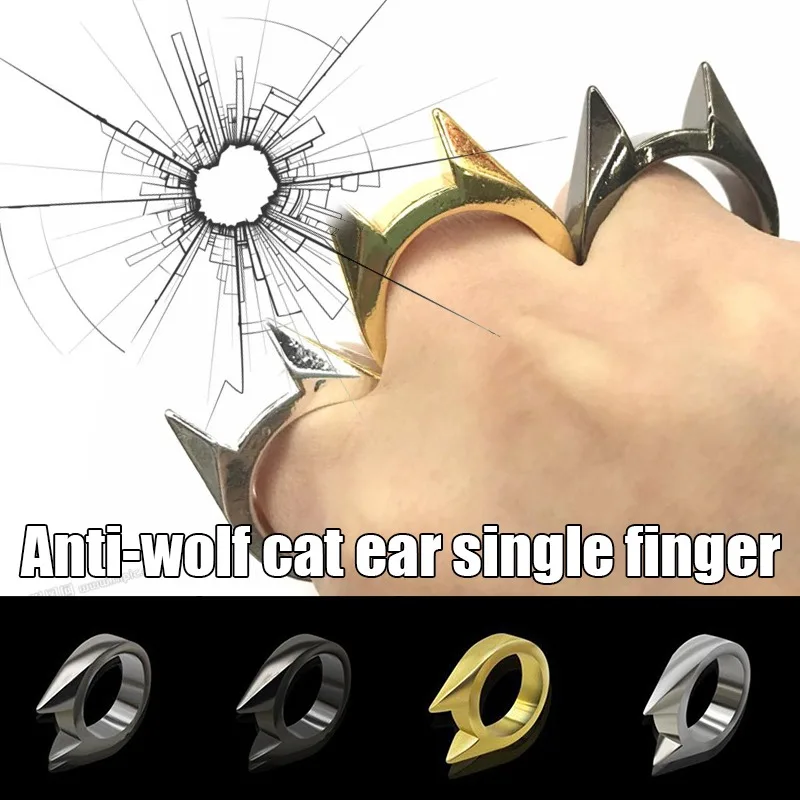 1 Chiếc Áo Nam An Toàn Sinh Tồn Vòng Dụng Cụ Tự Vệ Thép Không Gỉ Ngón Tay Đeo Nhẫn Quốc Phòng Nhẫn Công Cụ Bạc Vàng Đen màu Sắc