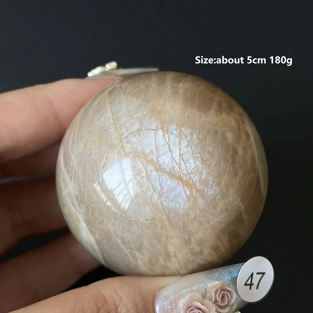 Natural Sun Moonstone Sphere Blue Flash Polished Crystal Ball Home Ornament Energy Stone Collection Gift