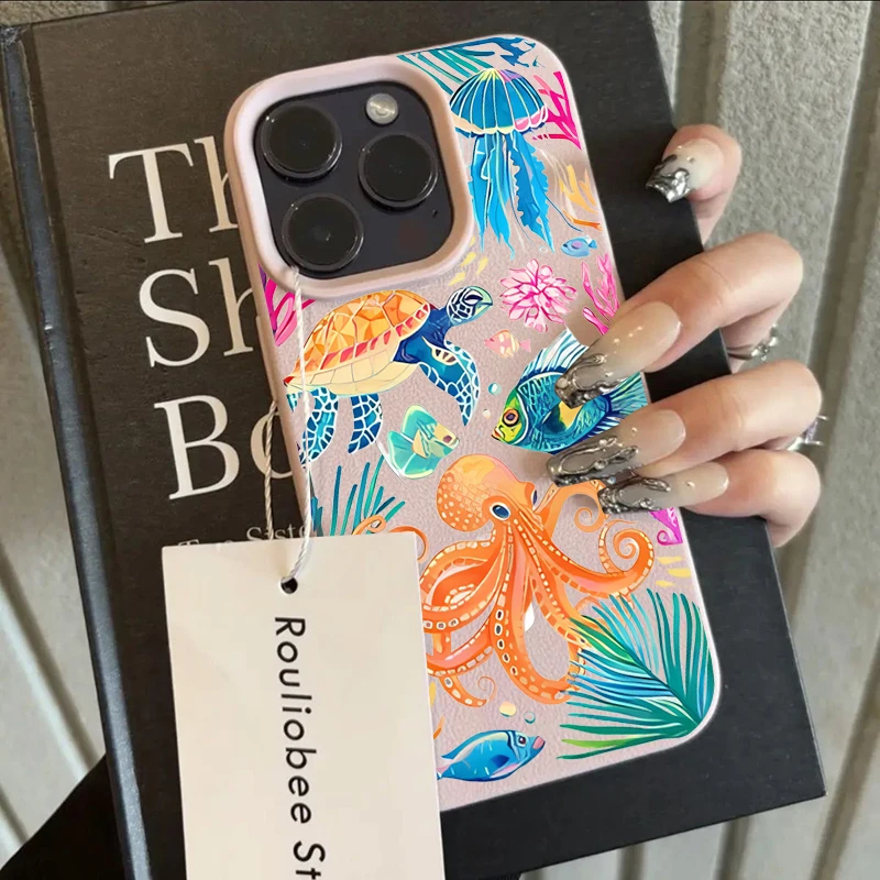 Marine Dolphins INS Collage-Stil Hüllen für iPhone 17 15 14 Pro Max Hülle iPhone 16 13 12 11 XS XR Plus Stoßfeste TPU-Schutzhülle – Detail 3
