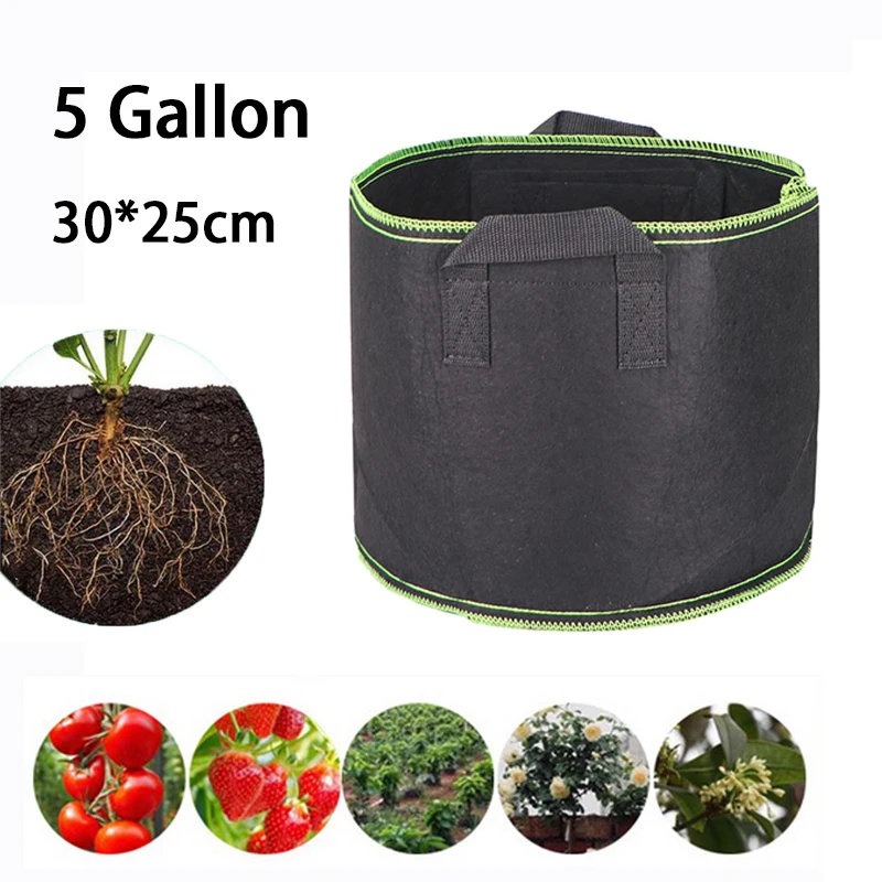 5 Gallon Plant Grow Bags Vegetables Plant Growing Hand Held Fabric Pot Grow Fruit Plants Gardening Tools Orchard and Garden