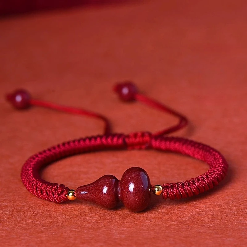 

Hand-woven Cinnabar Gourd Bracelets, Men's and Women's Red and Black Ropes, Ethnic Styles, Fashion Jewelry, Gifts